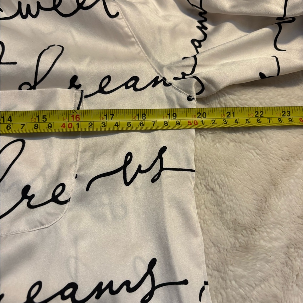 Victoria's Secret Nightgown Small White Satin Long Pajama Shirt Black Script - Picture 12 of 13